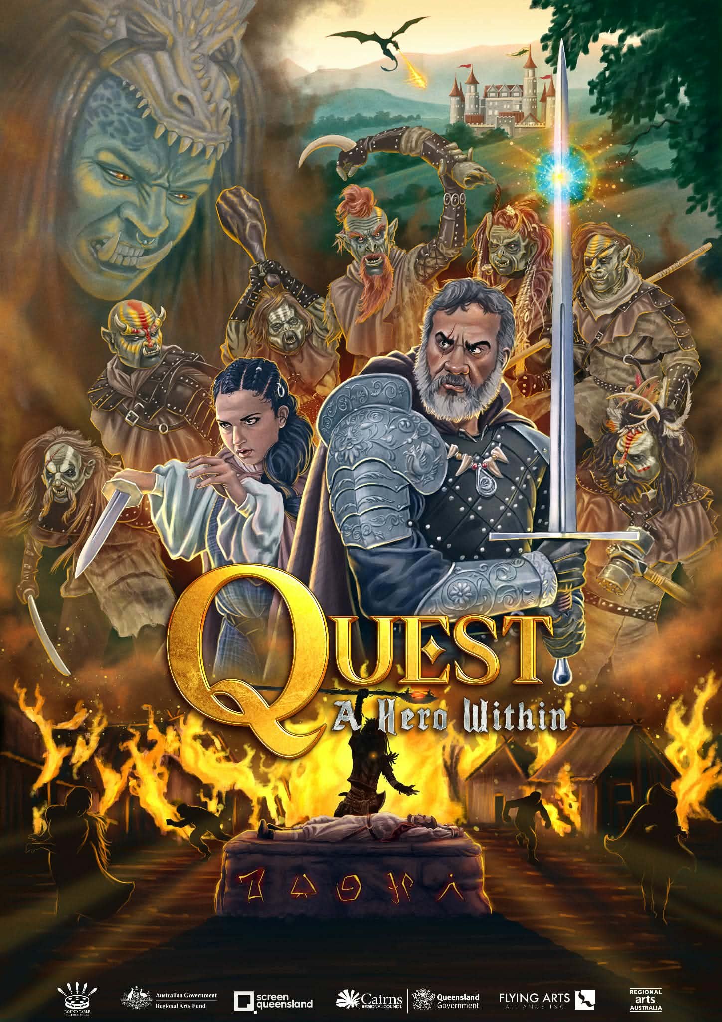 Quest: A Hero Within film poster featuring Garahn, Astrid and the orks